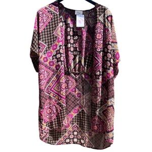 NWT Verxy Simply You Boutique Short Sleeved Kimono Swim Coverup Sheer Size 1X